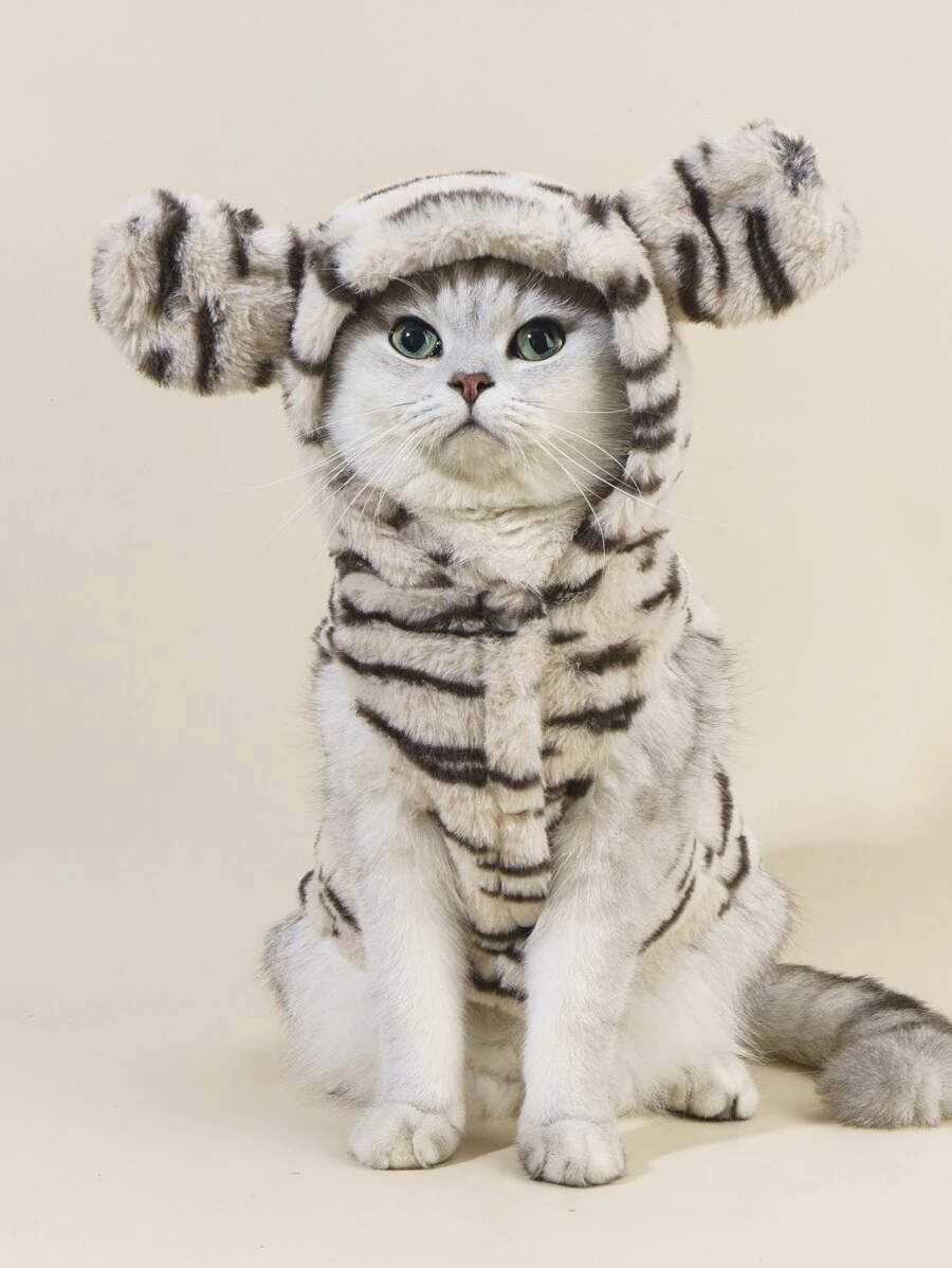 1pc Pet Plush Coat For Autumn/winter - Beige - View 1