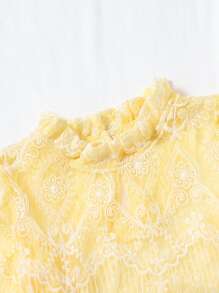 Niñas Top cuello de volante con encaje & Vestido de tirantes fruncido lateral - Multicolor - Ver 4