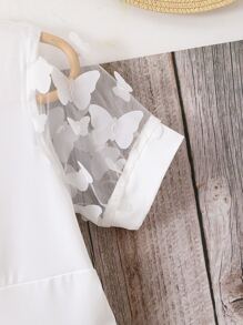 小女童蝴蝶貼花泡泡袖洋裝不附帶包