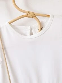 小女童蝴蝶貼花泡泡袖洋裝不附帶包