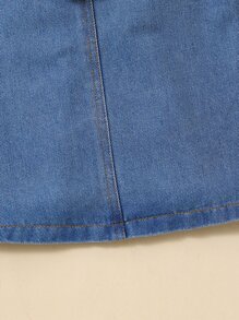 SHEIN Toddler Girls Eyelet Embroidery Tee & Pinafore Dress - Blue and White - View 8