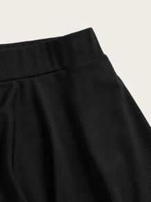 Seusyu Tie Front Asymmetrical Hem Leggings Fall Cloth For Women - Black - View 3