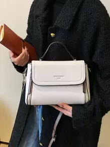 SIXMAX Contrast Binding Letter Print Square Bag