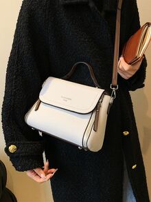 SIXMAX Contrast Binding Letter Print Square Bag