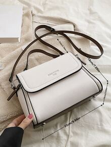SIXMAX Contrast Binding Letter Print Square Bag