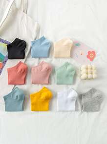 10pairs Solid Ankle Socks - Multicolor - View 4