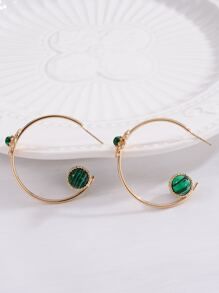 2pcs Bead Decor Cuff Hoop Earrings - Multicolor - View 2