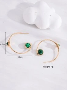 2pcs Bead Decor Cuff Hoop Earrings - Multicolor - View 5