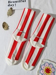 条纹中筒袜，秋季袜子