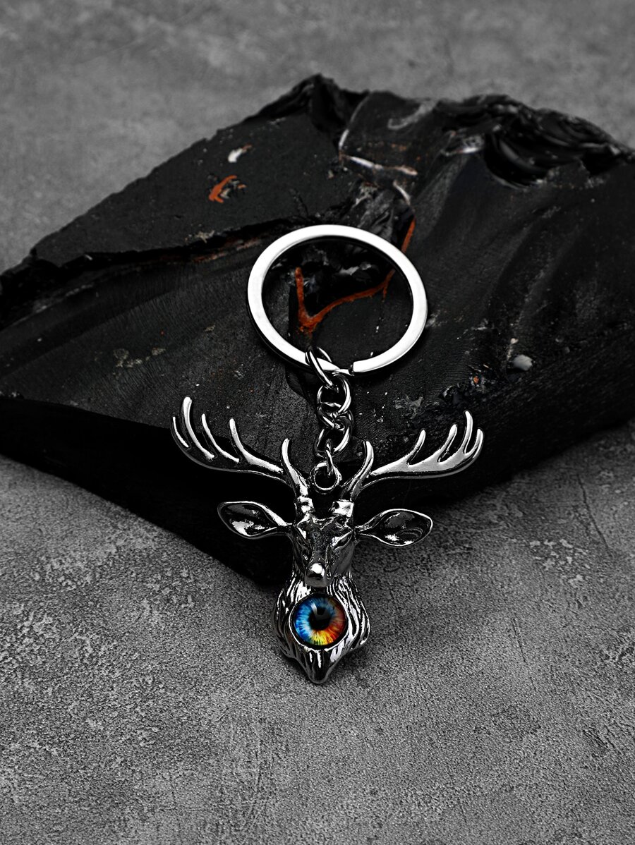 Deer Head Charm Keychain - Multicolor - View 1