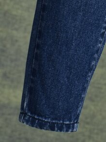 SHEIN Boys Ripped Frayed Straight Leg Jeans - Dark Wash - View 5