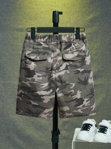 SHEIN 青少年男孩迷彩印花牛仔短褲