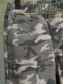 SHEIN 青少年男孩迷彩印花牛仔短褲