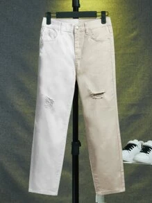 SHEIN Boys Two Tone Ripped Jeans - Multicolor - View 3