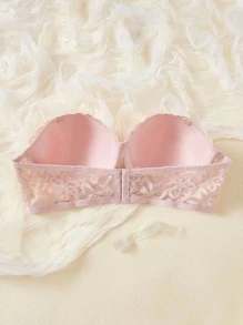 Plus Floral Lace Underwire Bra - Baby Pink - View 2