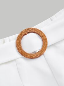 SHEIN MOD Fold Pleated Wide Leg Shorts With Belt - White - View 5