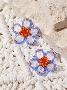 SHEIN VCAY 串珠花耳釘 - 彩色 - 查看 3