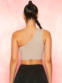 VARSITIE Áo Tees & Tanks  Thể thao Nữ Cắt ra màu trơn - Màu be - Xem 2