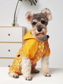 1 pieza Impermeable para mascota con patrón de lunares - Amarillo - Ver 1