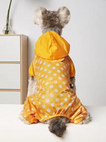1 pieza Impermeable para mascota con patrón de lunares - Amarillo - Ver 2