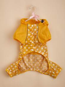 1 pieza Impermeable para mascota con patrón de lunares - Amarillo - Ver 4