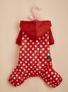 1 pieza Impermeable para mascota con patrón de lunares - Rojo - Ver 2