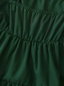 SHEIN Holidaya Plus Ruffle Trim Cami Top & Wide Leg Trousers - Dark Green - View 4