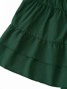 SHEIN Holidaya Plus Ruffle Trim Cami Top & Wide Leg Trousers - Dark Green - View 5