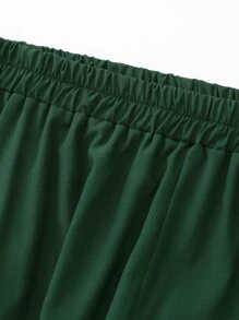 SHEIN Holidaya Plus Ruffle Trim Cami Top & Wide Leg Trousers - Dark Green - View 6