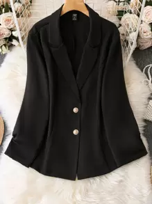 SHEIN Clasi Plus Single Button Flap Detail Blazer