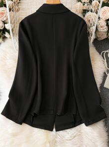 SHEIN Clasi Plus Single Button Flap Detail Blazer