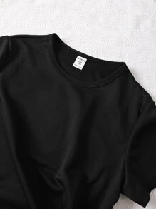 SHEIN Tops con gái Slogan Loại bướm Giải trí - màu đen - Xem 4