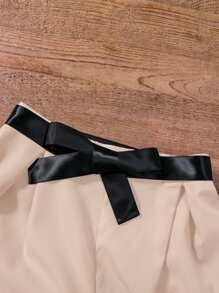 SHEIN Explorewe Girls Contrast Mesh Puff Sleeve Tee & Wide Leg Trousers - Multicolor - View 4