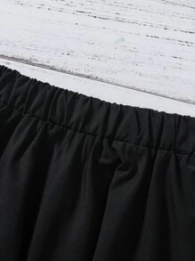 SHEIN 女孩佩斯利絲巾圖案手帕下擺吊帶上衣和喇叭半身裙