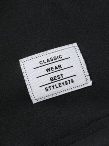 Girls Letter Patched Detail Drawstring Waist Shorts - Black - View 5