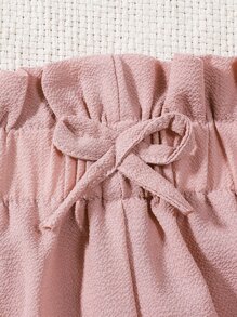 Girls Paperbag Waist Bow Front Shorts - Pink - View 3