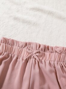 Girls Paperbag Waist Bow Front Shorts - Pink - View 5
