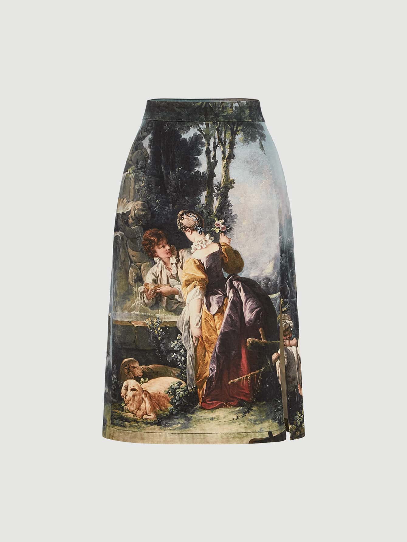 SHEIN MOD 人像圖案直筒牛仔短裙 - 彩色 - 查看 1