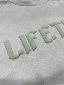 Manfinity Hypemode 男士字母圖案落肩T恤 - 淺灰色 - 查看 5