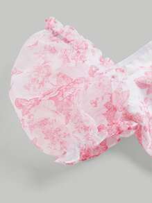 SHEIN MOD Áo sơ mi nữ viền lá sen Dây kéo Hoa Boho - Nhiều màu - Xem 4