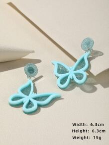 2pcs Butterfly Drop Earrings - Baby Blue - View 3