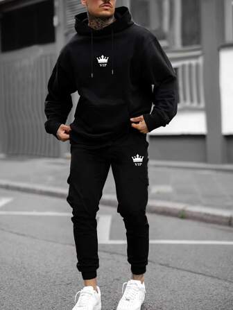 Uomo Pantaloni sportivi e Felpa con cappuccio con grafica lettera con coulisse