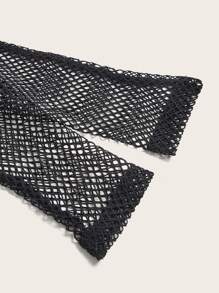 SHEIN ICON Graphic Fishnet Insert Top - Black - View 4