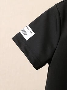 SHEIN Tween Boy Slogan Graphic Tee & Shorts - Black - View 6