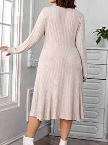 SHEIN Clasi Plus Ruffle Trim Dress - Apricot - View 2