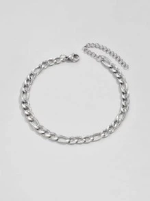 時尚流行1入組男士簡約鍊式手鍊，不銹鋼首飾，適合珠寶禮物和時尚外觀 - 銀色 - 查看 2