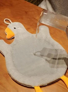 1入組套針織布手巾卡通鴨子設計兒童手巾浴室 - 灰色 - 查看 2