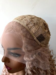 13*2 Lace Front Long Curly Synthetic Wig - Gold - View 6