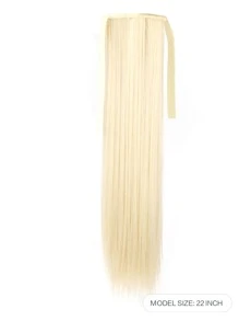 Long Straight Ponytail Synthetic Hair Extension - Gold - View 2