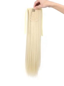 Long Straight Ponytail Synthetic Hair Extension - Gold - View 4
